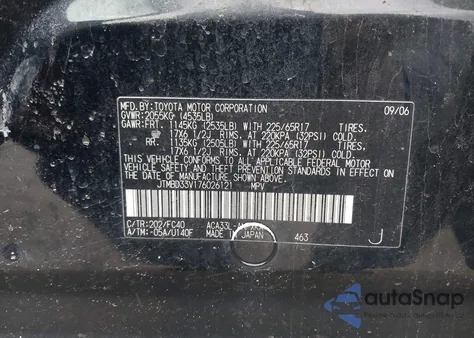 2007 Toyota Rav4 from USA, damaged, VIN JTMBD33V176026121
